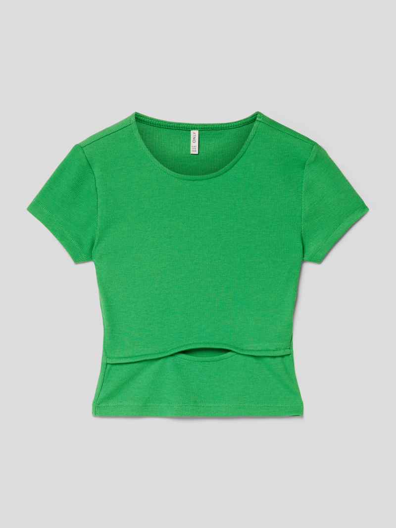 T-Shirt in Ripp-Optik in grün