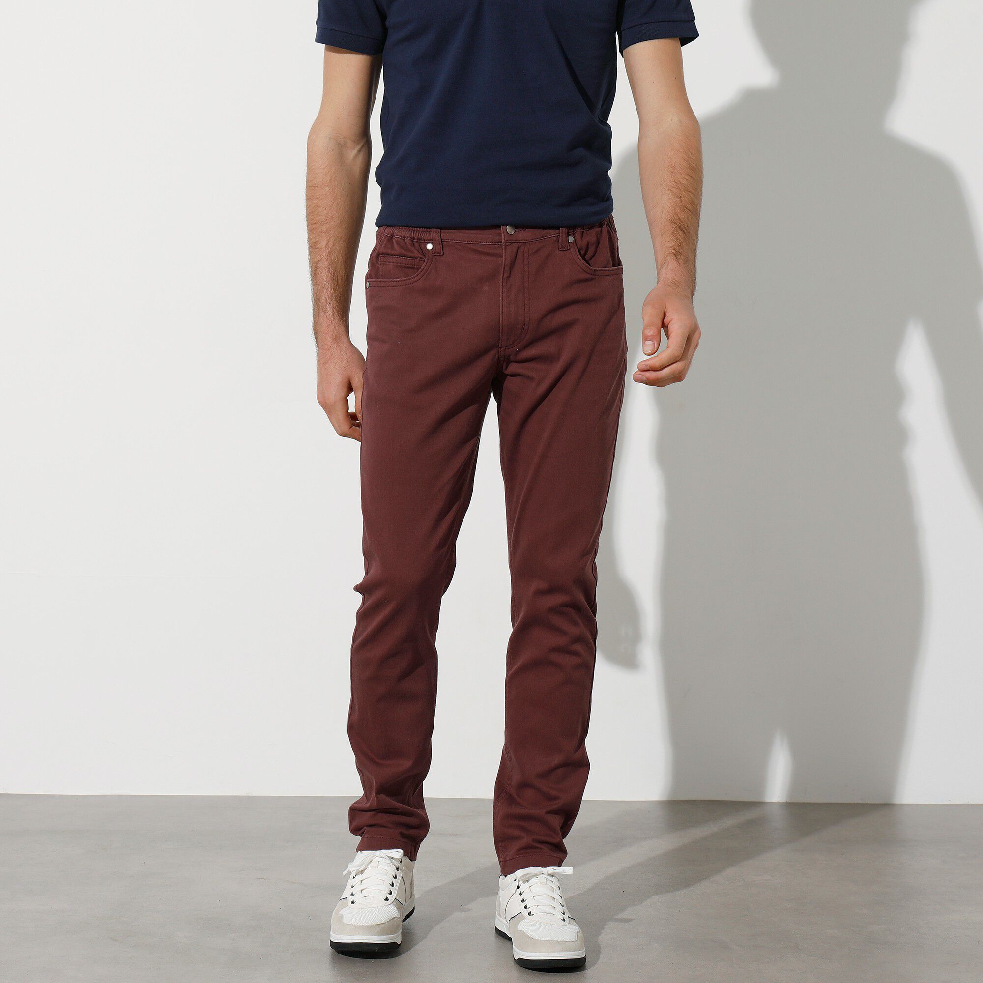 Pantalon droit 5 poches twill coton extensible