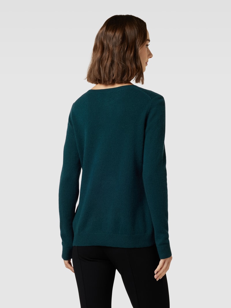 Strickpullover aus Kaschmir mit V-Ausschnitt in petrol