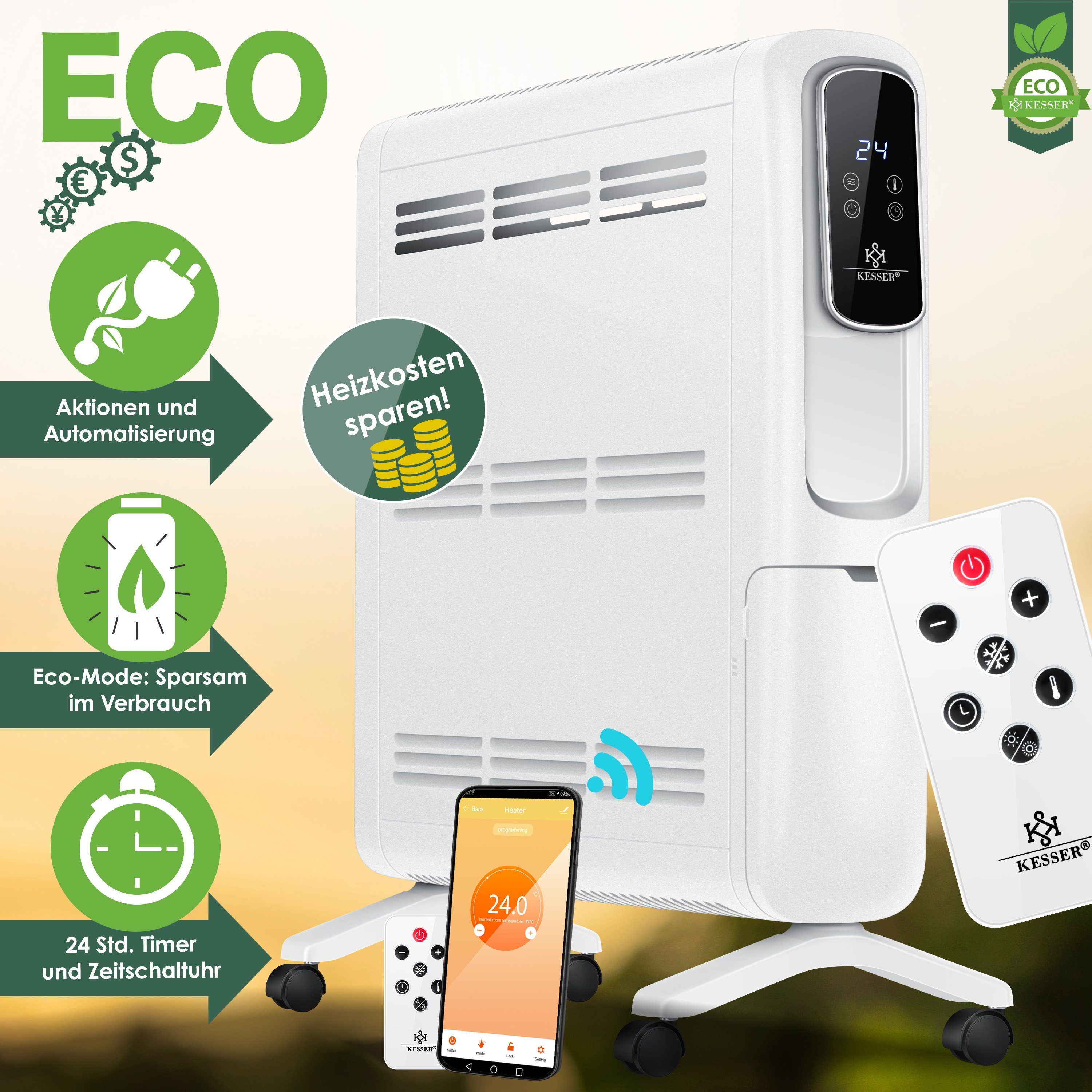 KESSER Heizkörper, Konvektor Elektrische Heizung ECO 2500W Heizkörper