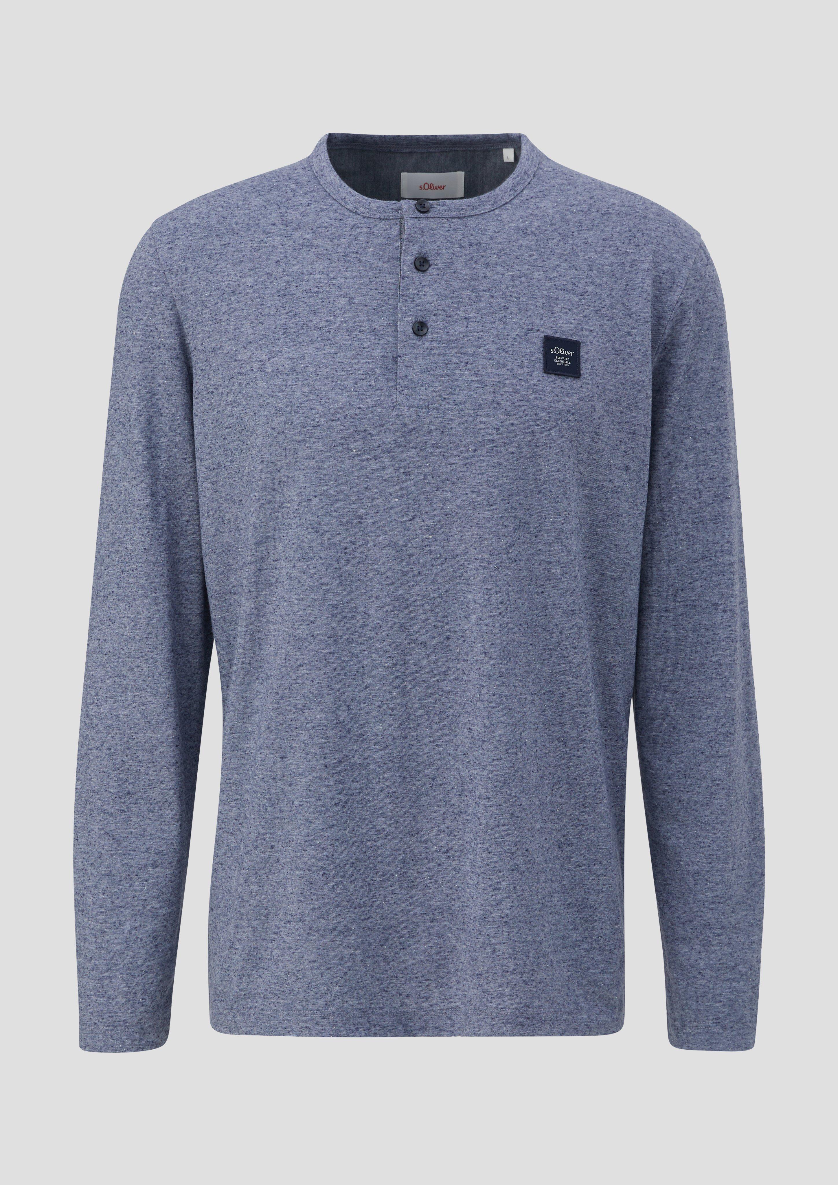 Meliertes Longsleeve mit Henleyausschnitt  2138648-90W2