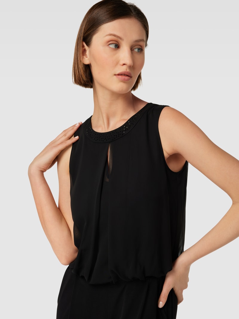 Jumpsuit mit Strasssteinbesatz in schwarz