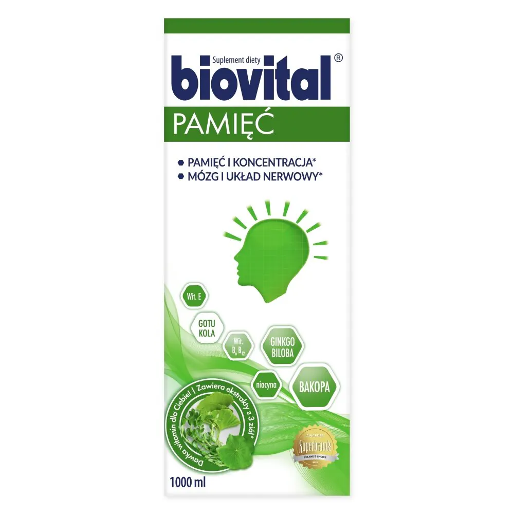 Biovital Memory, maisto papildas atminčiai ir koncentracijai gerinti, skystas