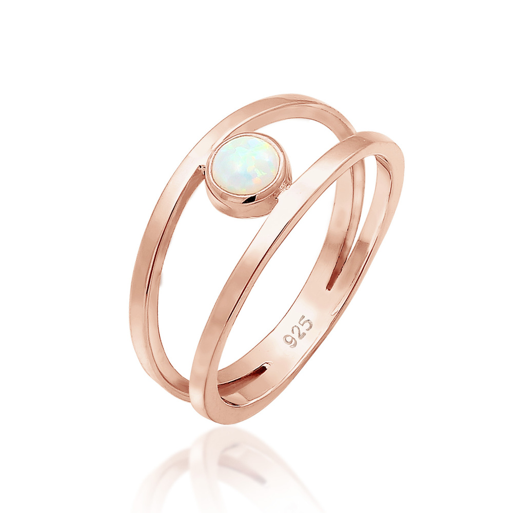 Elli Elli Bague Femmes Opale Synthétique à Double Sein en Argent Sterling 925 Bague