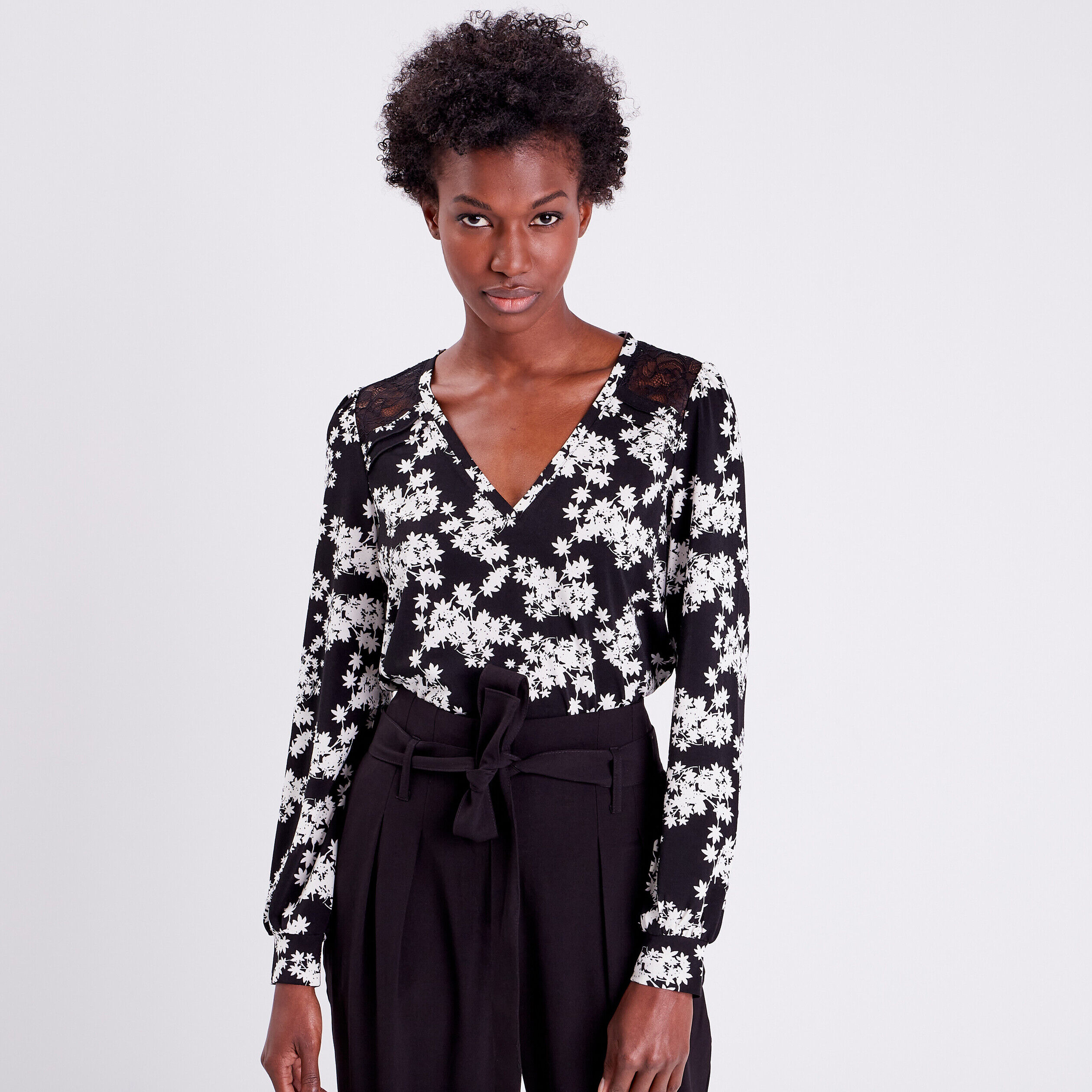 Blouse manches longues noir femme | Cache Cache