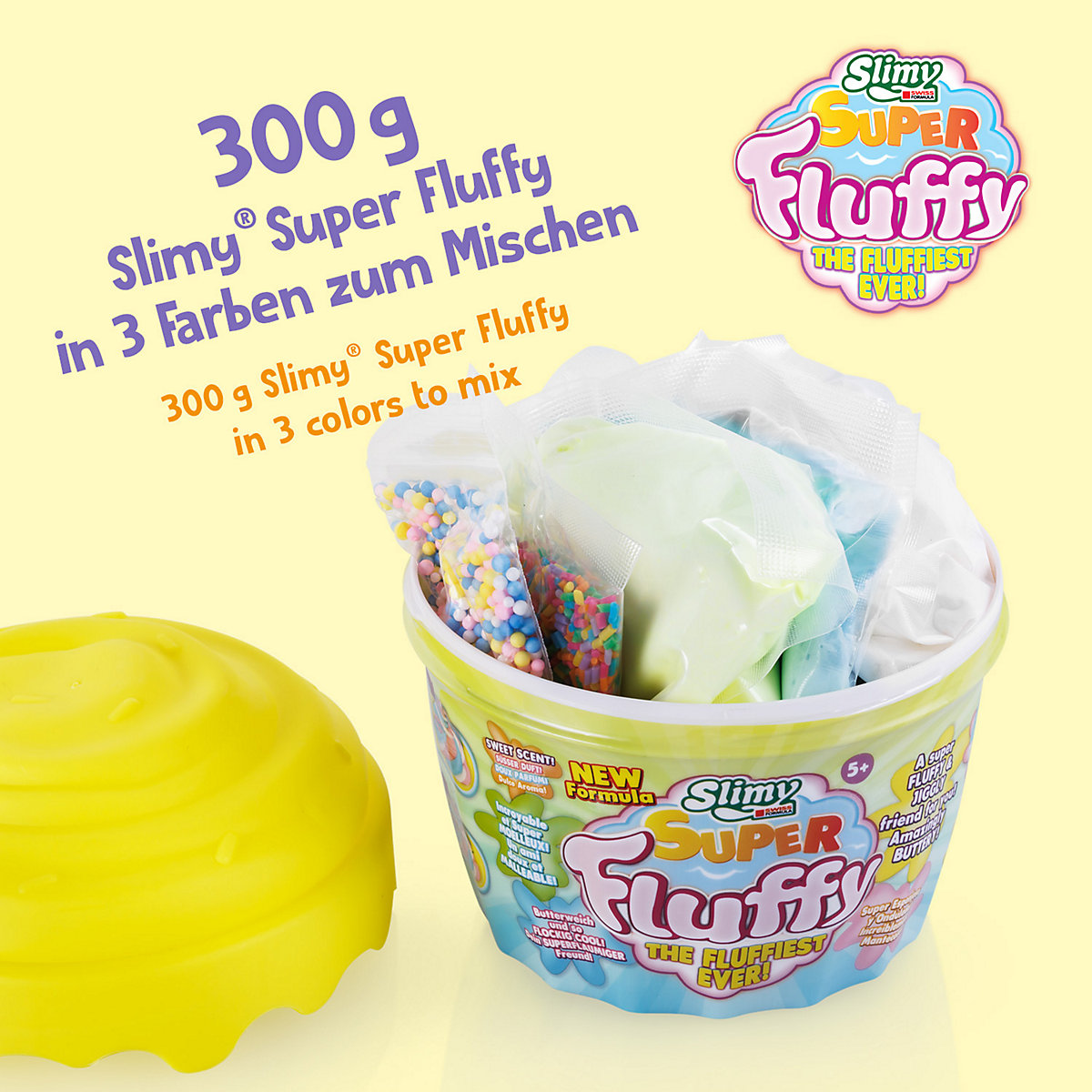 SLIMY® Super Fluffy 300g Spielmasse im Cup Cake-Becher - der flaumigste Original Slimy Slime, lustig duftende Schleim Knete für Kinder