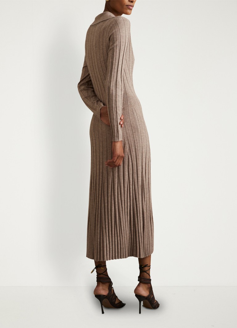 Abito midi Reiss Winnie in maglia fine, misto lana, con pieghe
