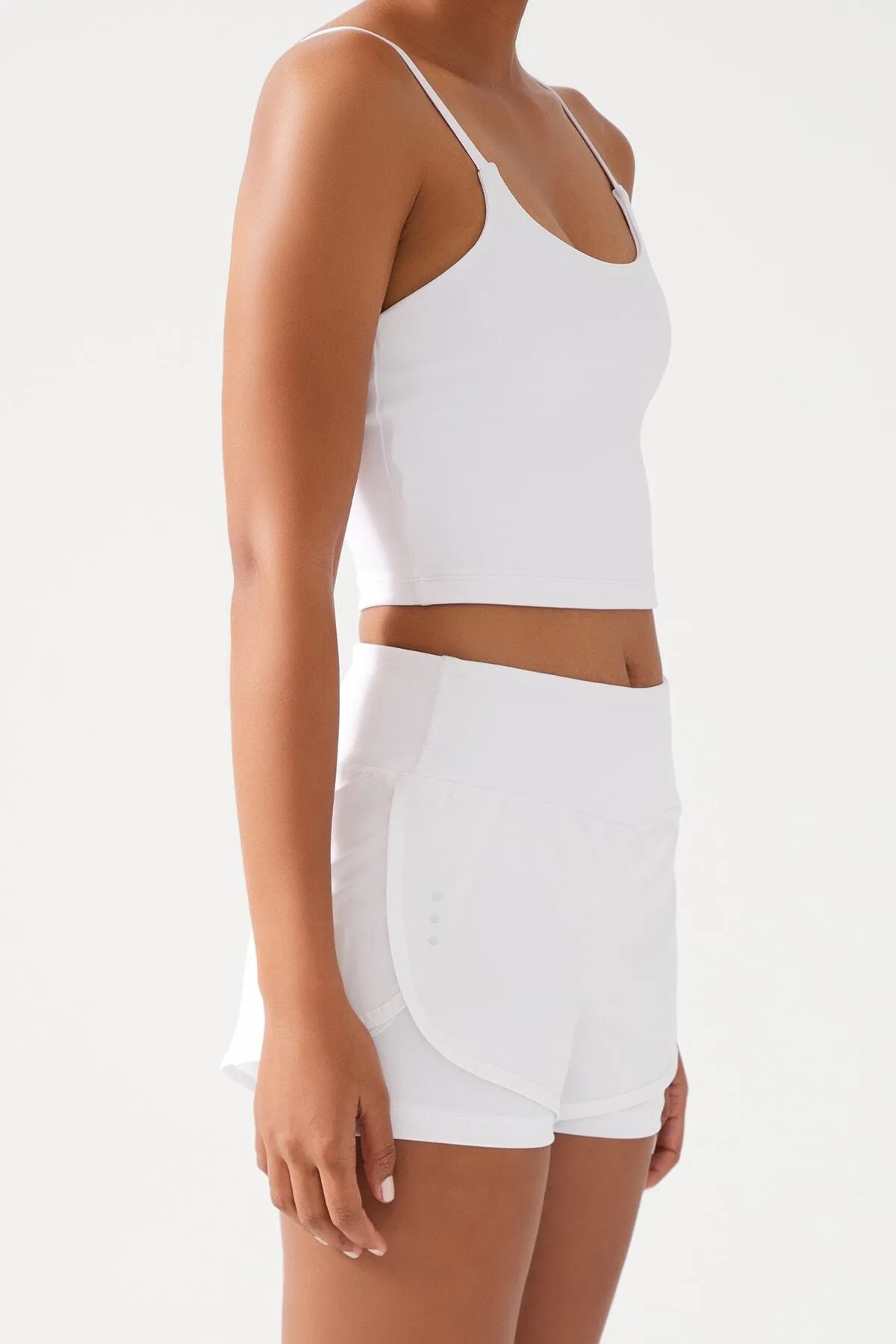 LOS OJOS  Weiße 2-Lagen-Sportshorts für Damen – Strumpfhose mit Shorts 2in1