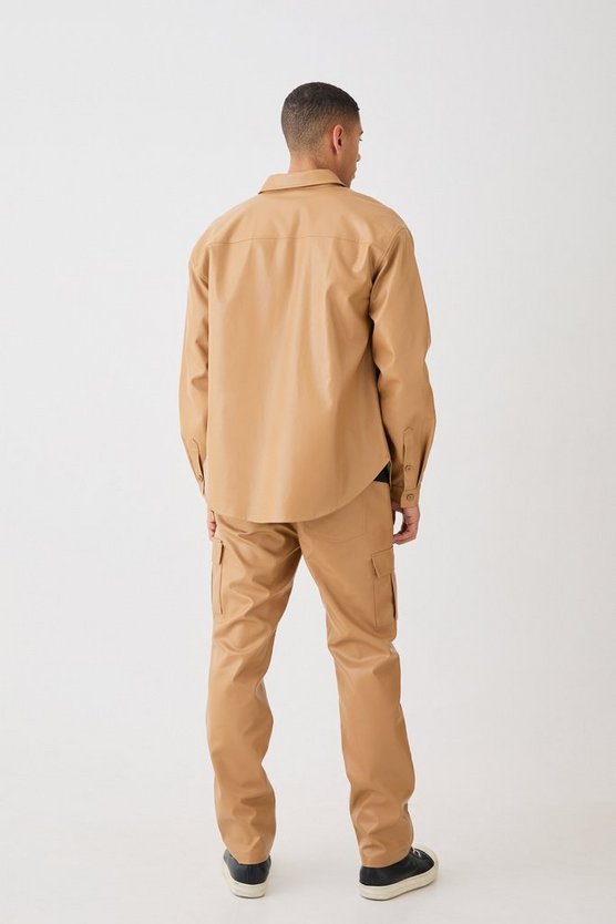 Fixed Waist Straight Leg Pu Utility Trouser