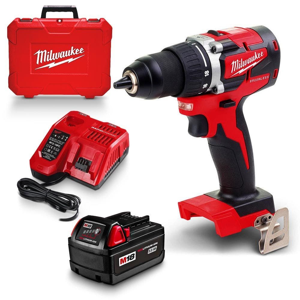 Conjunto de Furadeira/Parafusadeira Milwaukee 18V sem Escova de 13mm Gen 3 M18CBLDD-302C
