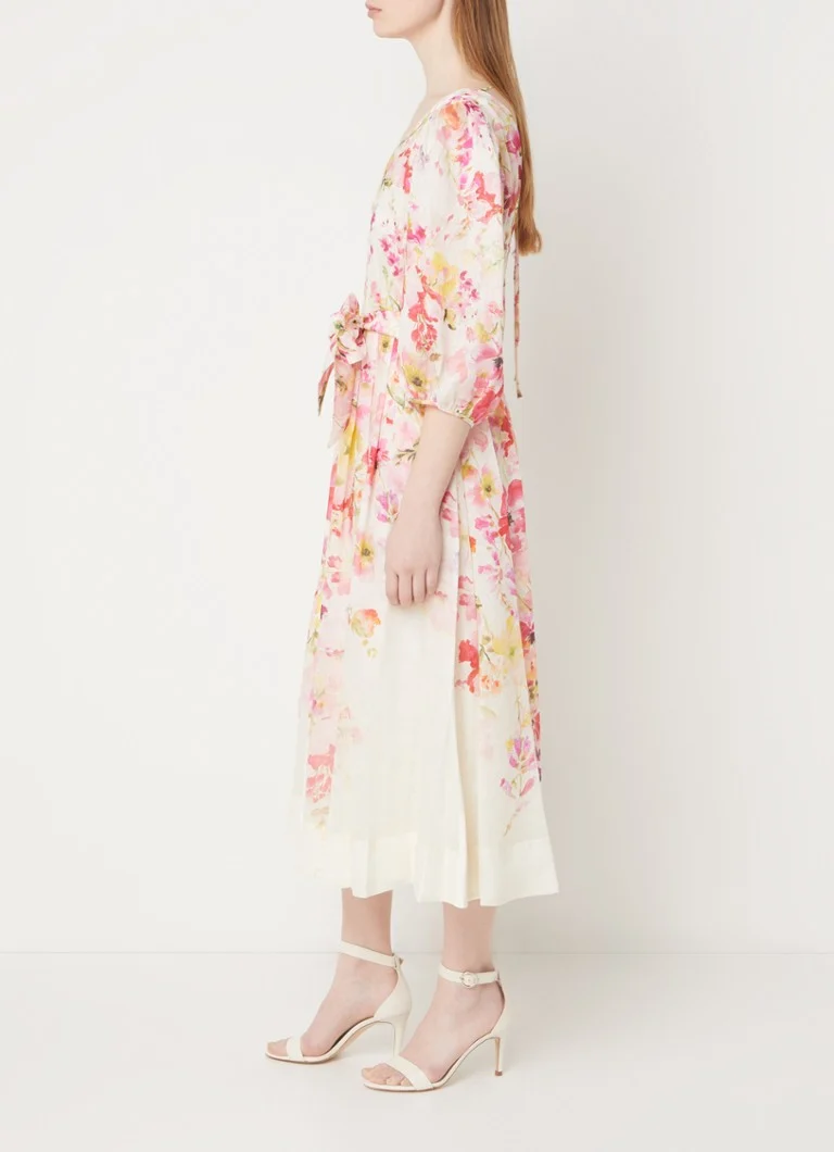 Vestido midi Clancy de Phase Eight, con estampado floral y mangas abullonadas.