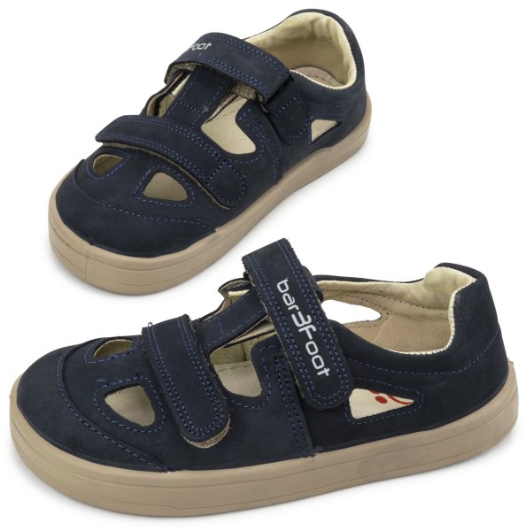 bar3foot Cross ~ Leder Sandale ~ Navy