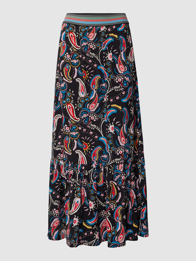 Maxirock mit Paisley-Muster in schwarz