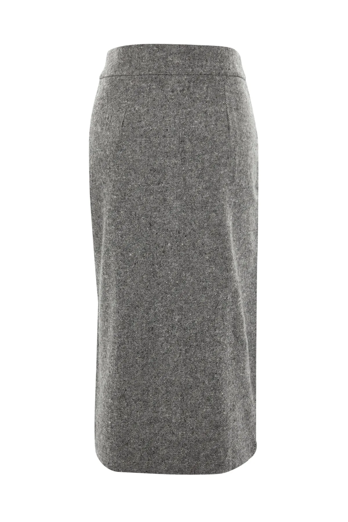 Trendyol Collection  Grauer Midi-Webrock aus Stoff mit Knopfleiste und Taschendetails TWOAW23ET00323