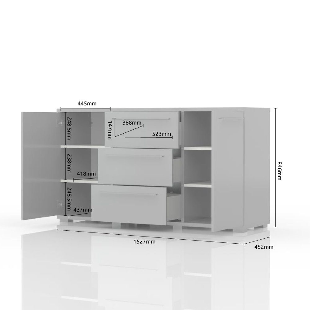 Places of Style Kombikommode Piano, UV lackiert, hochglänzend, Soft-Close Funktion