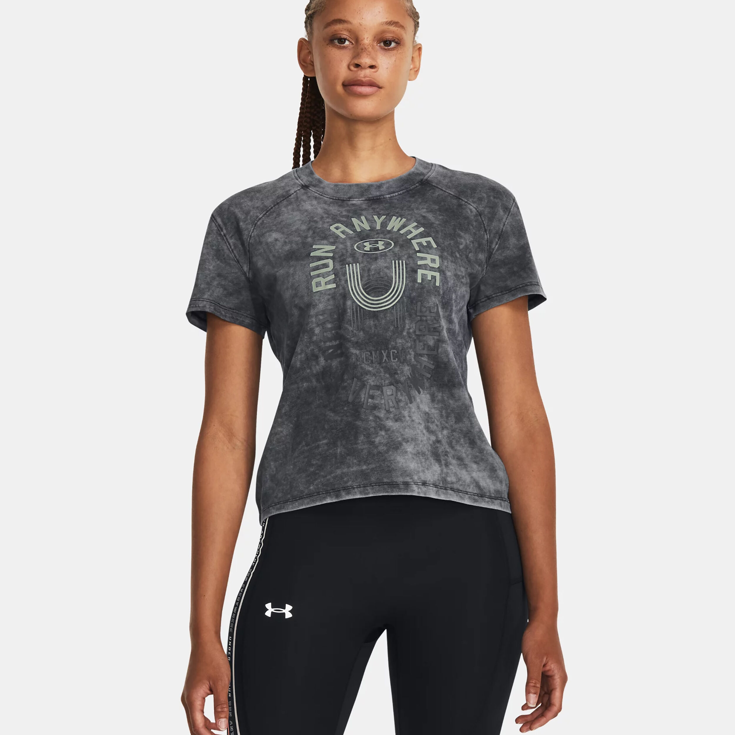 Run Everywhere Graphic Laufshirt Damen - Schwarz