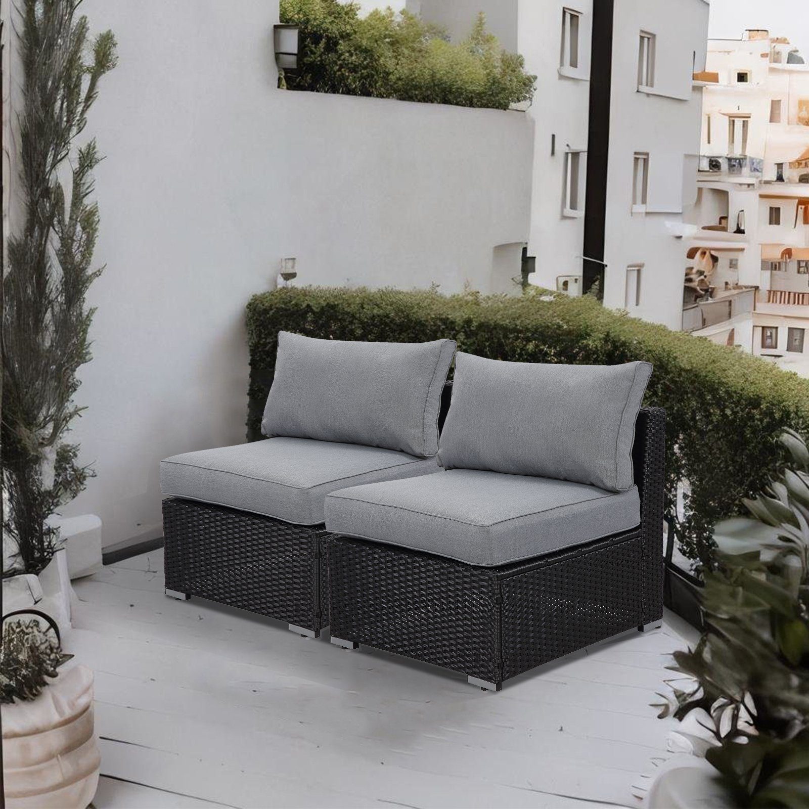 MeXo von GLP HOME Loungeset Handgewebt Rattan Gartenmöbelset, Gartenloungeset, Gartengarnitur, (2-tlg), Loungeecke, Balkonmöbel, frei kombiniertbar für 1-2 Personen