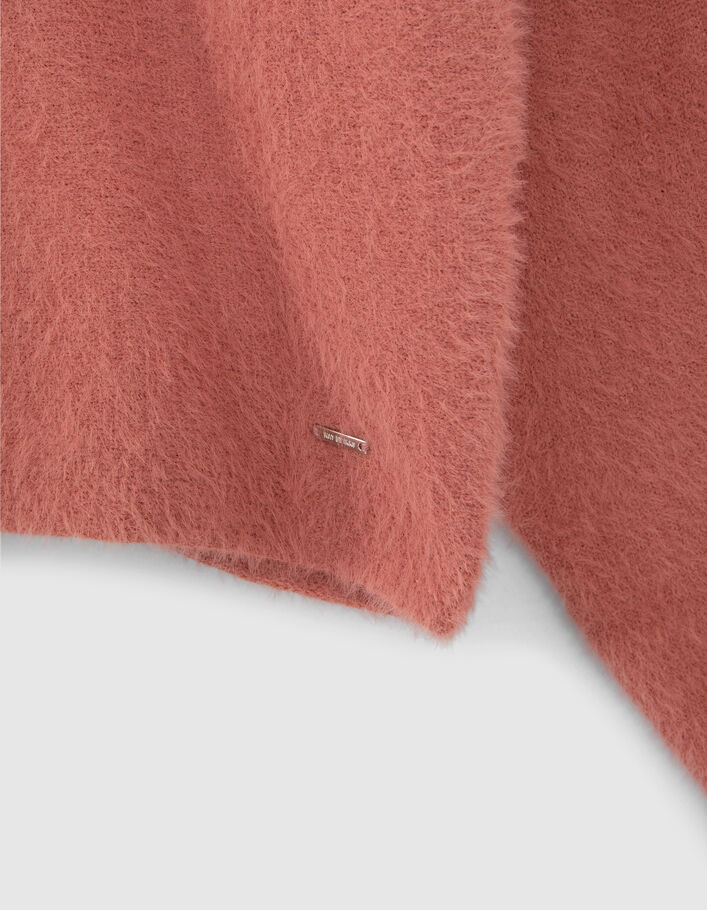 Pull terracotta tricot réversible devant dos fille