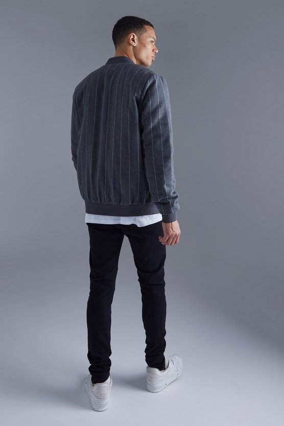 Tall Official Melton Bomberjacke mit Nadelstreifen