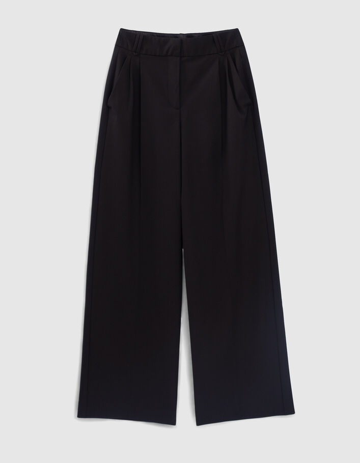 Pantalon large noir taille haute Femme