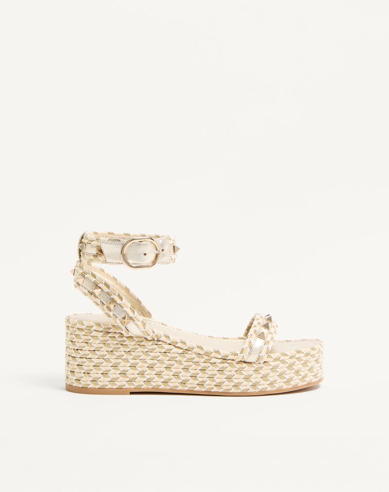 Sandália plataforma Rockstud em napa laminada 45mm