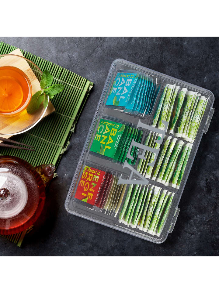 relaxdays Teebox in Transparent - (B)21,5 x (H)9 x (T)15 cm günstig kaufen onesize