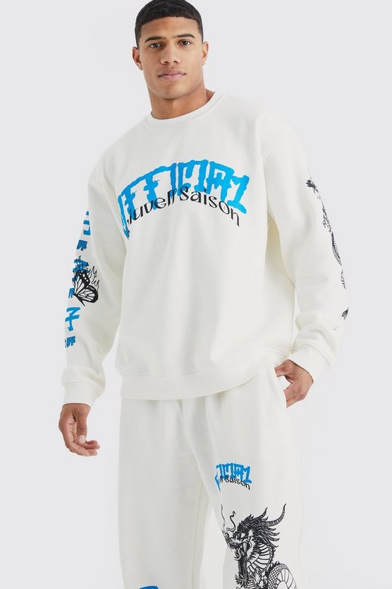Oversize Sweatshirt-Trainingsanzug mit Official Print