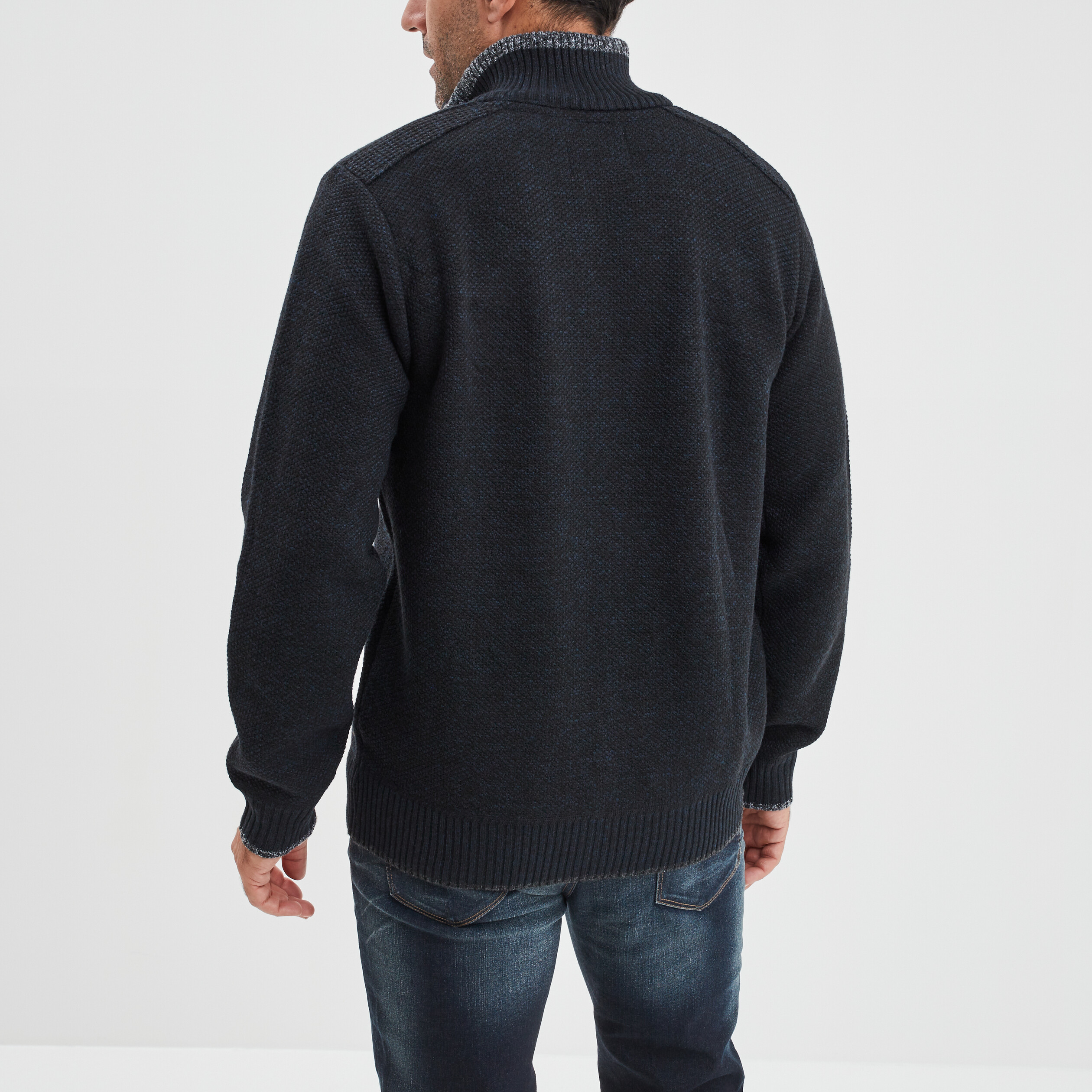 Pull camionneur zippé droit Creeks bleu foncé homme | La Halle