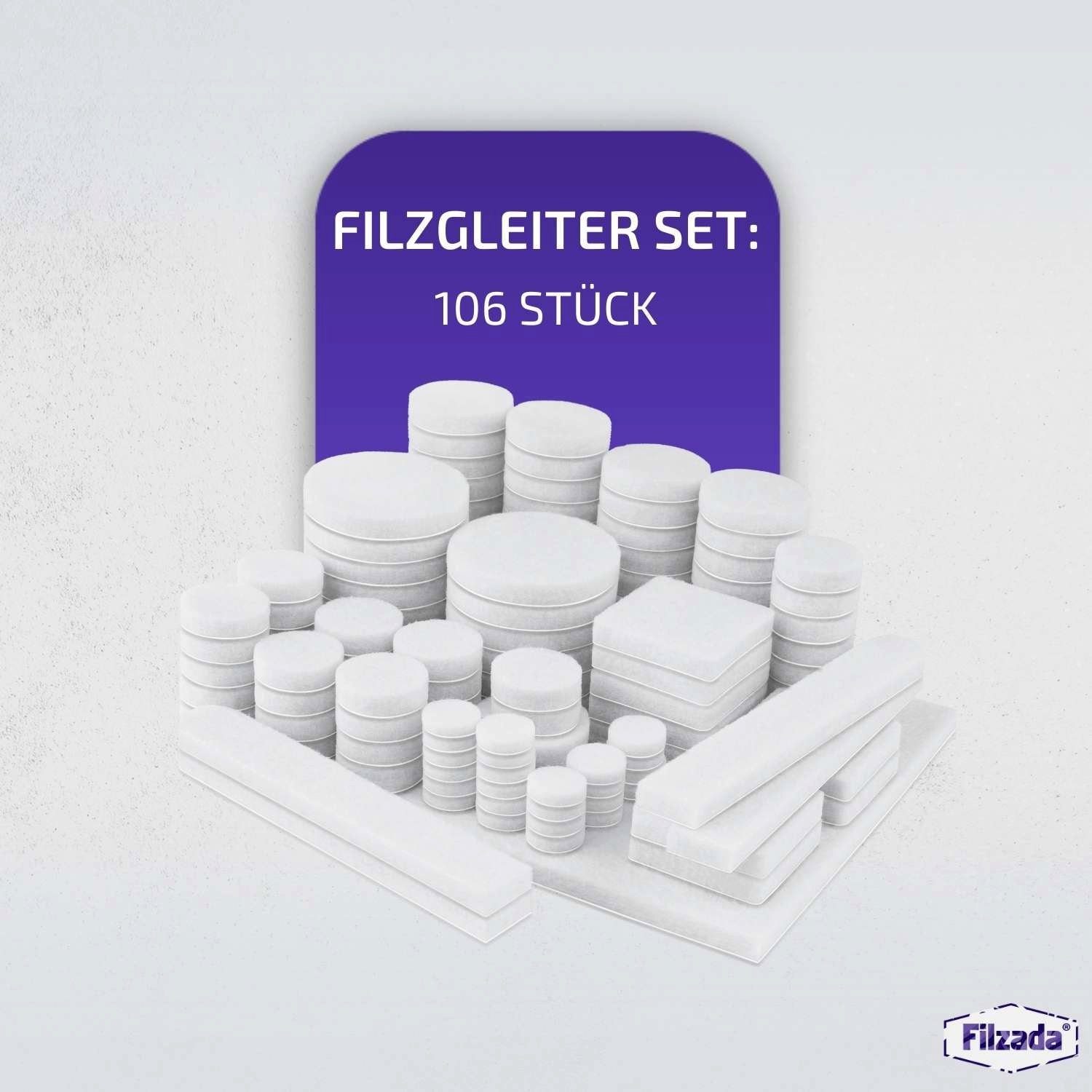 Filzada Filzgleiter Filzgleiter 106 St Selbstklebend Set Möbelgleiter Filz Rund Eckig