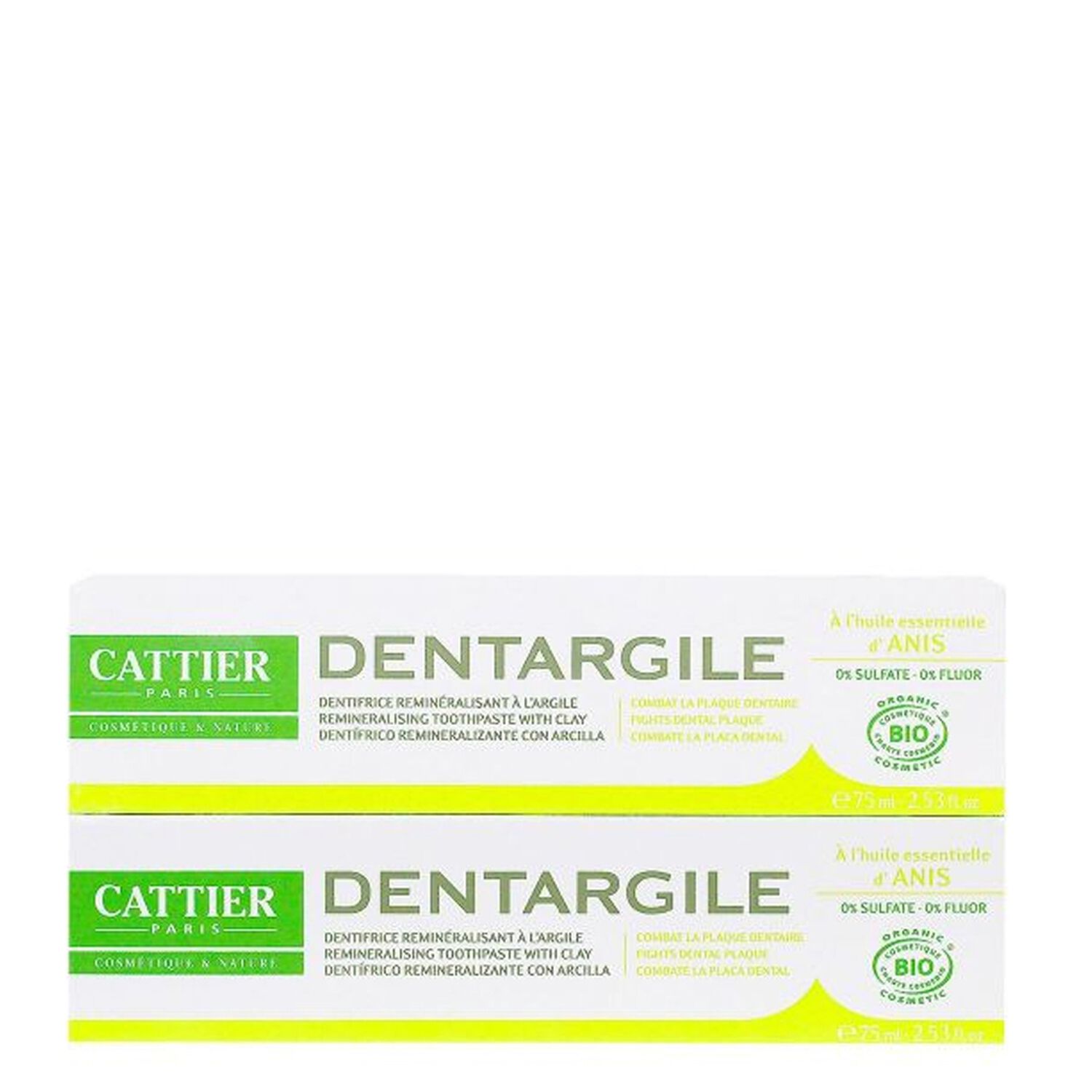 Cattier Dentargile Anis Dentifrice Reminéralisant à l'Argile 2 x 75 ml