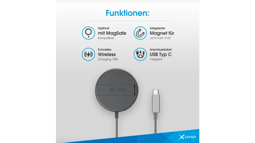 XLayer MagFix Pro Wireless Charging Stand magnetisch 15W Space Grey