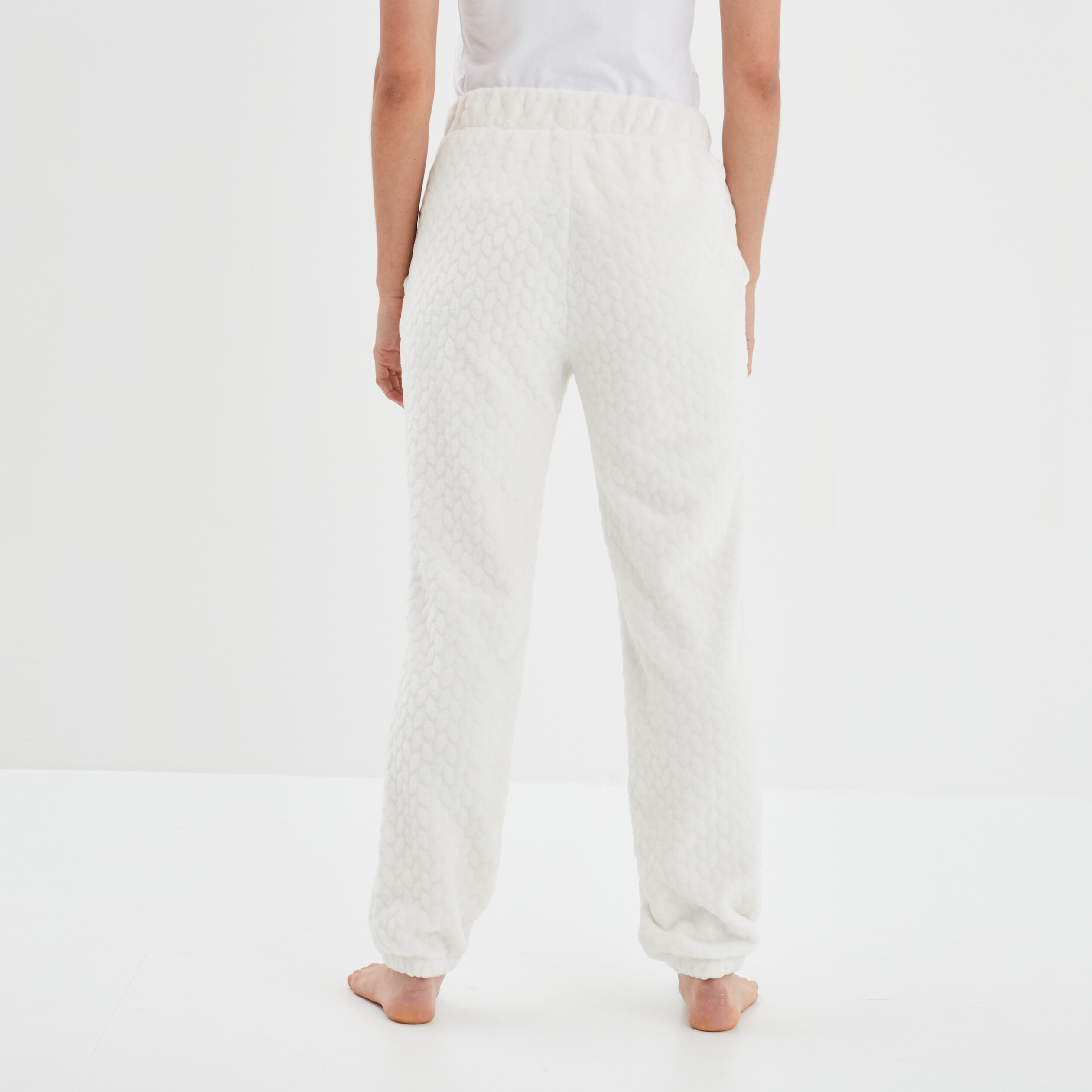 Pantalon de pyjama aspect matelassé blanc femme | La Halle
