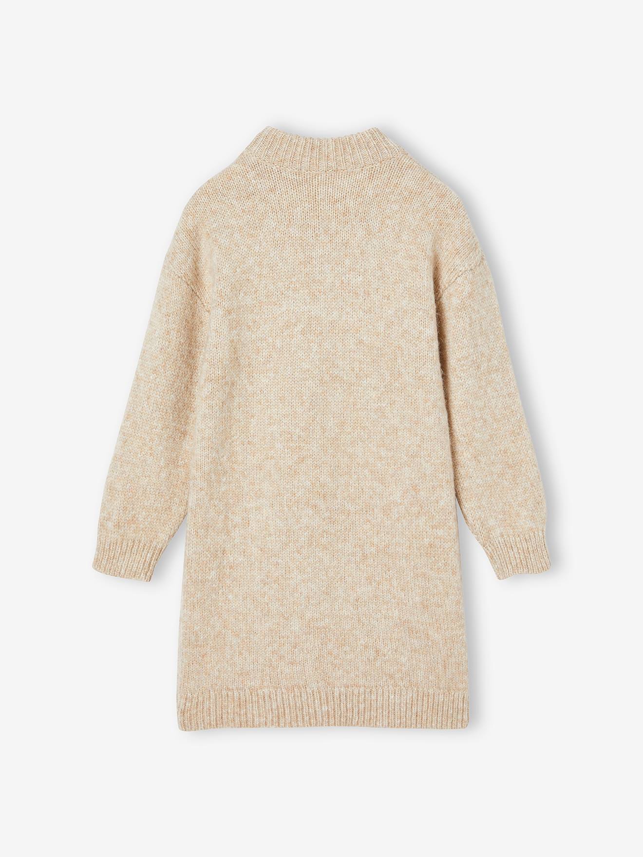 Robe en tricot fille beige chiné