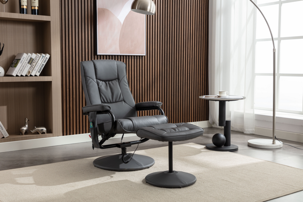 Happy Home Happy Home Massagesessel Relaxsessel mit Heizfunktion & Fußhocker grau