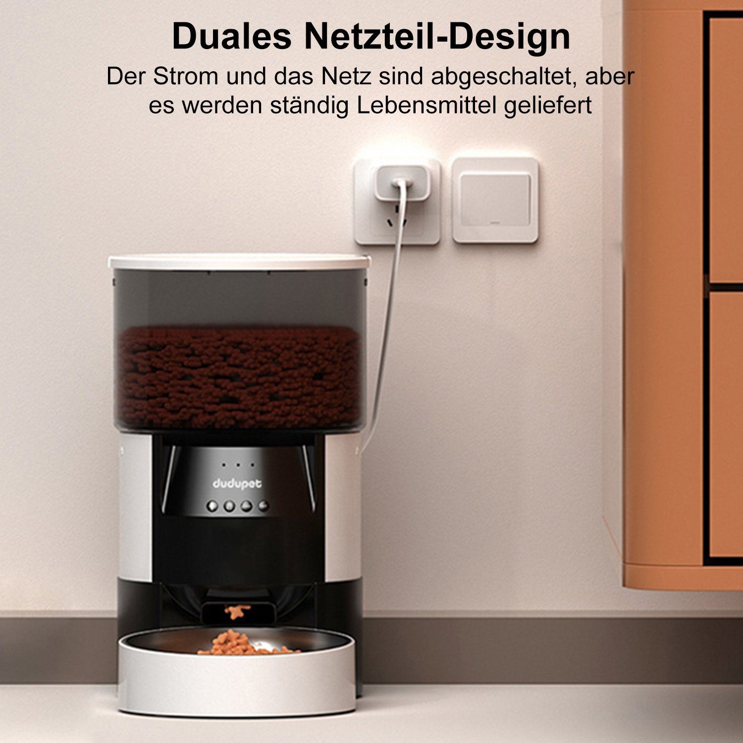 Kpaloft Katzen-Futterautomat WLAN APP-Steuerung Automatischer Futterspender Katzenfutter mit Timer, 10s Aufnahmefunktion, Anti-Clog Design & Duale Stromversorgung