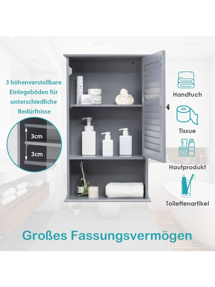 COSTWAY Badezimmerschrank hängend in Grau günstig kaufen 70 cm
