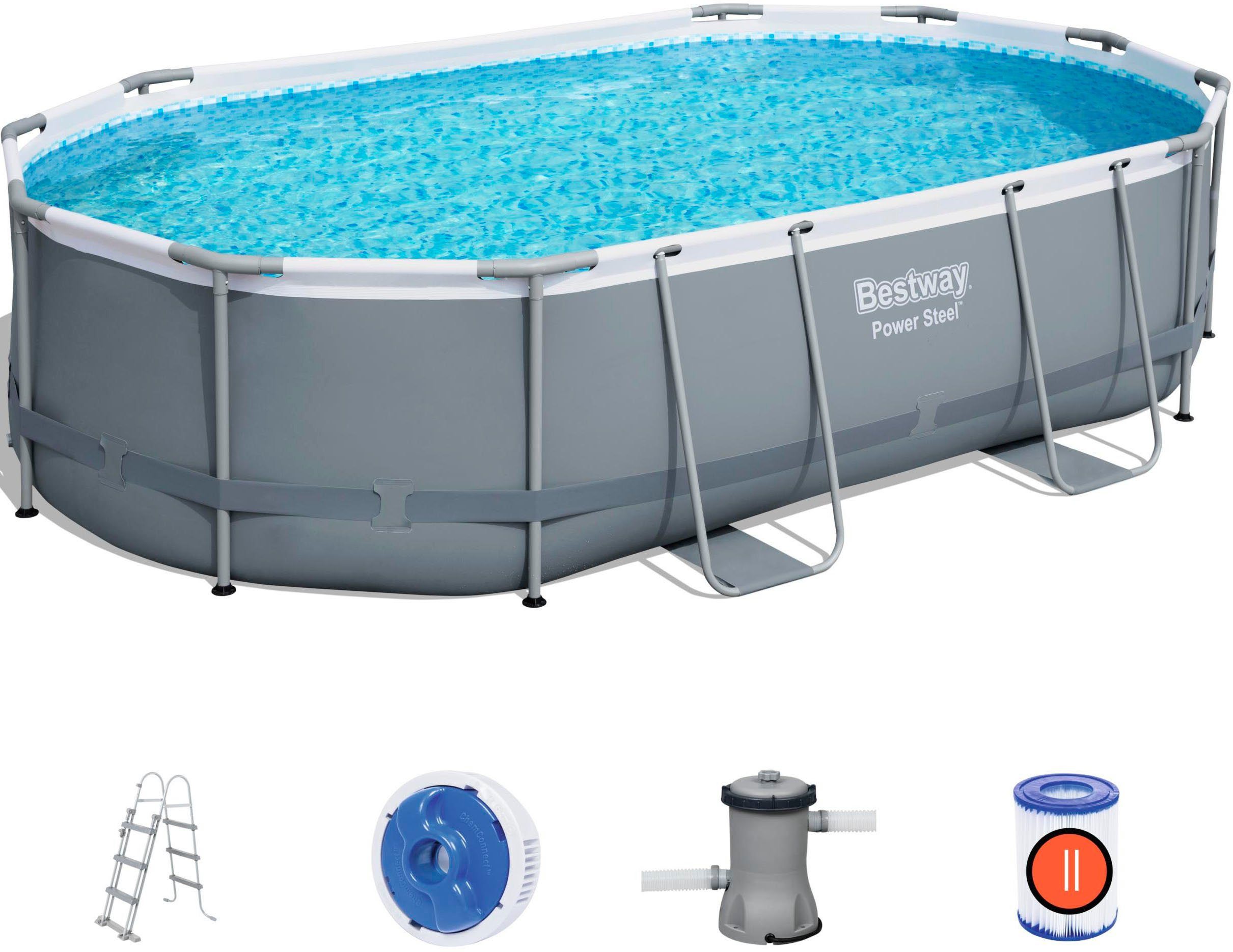 Bestway Framepool Power Steel™ (Komplett-Set), 488 x 305 x 107 cm