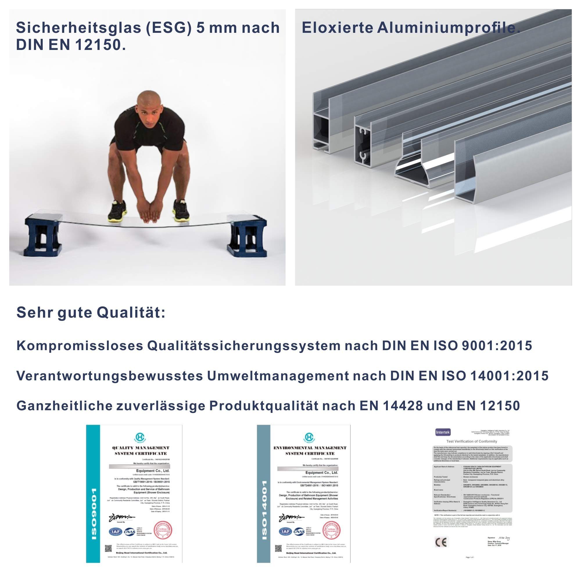 AQUABATOS Badewannenaufsatz Duschwand für Badewanne Badewannenfaltwand faltbar 2 teilig 100x140cm, 5 mm Sicherheitsglas