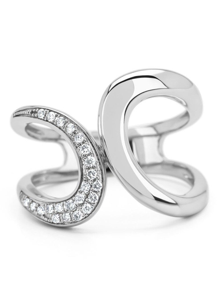 Anello Diamond Point in oro bianco, diamante da 0,12 ct, a forma di stella