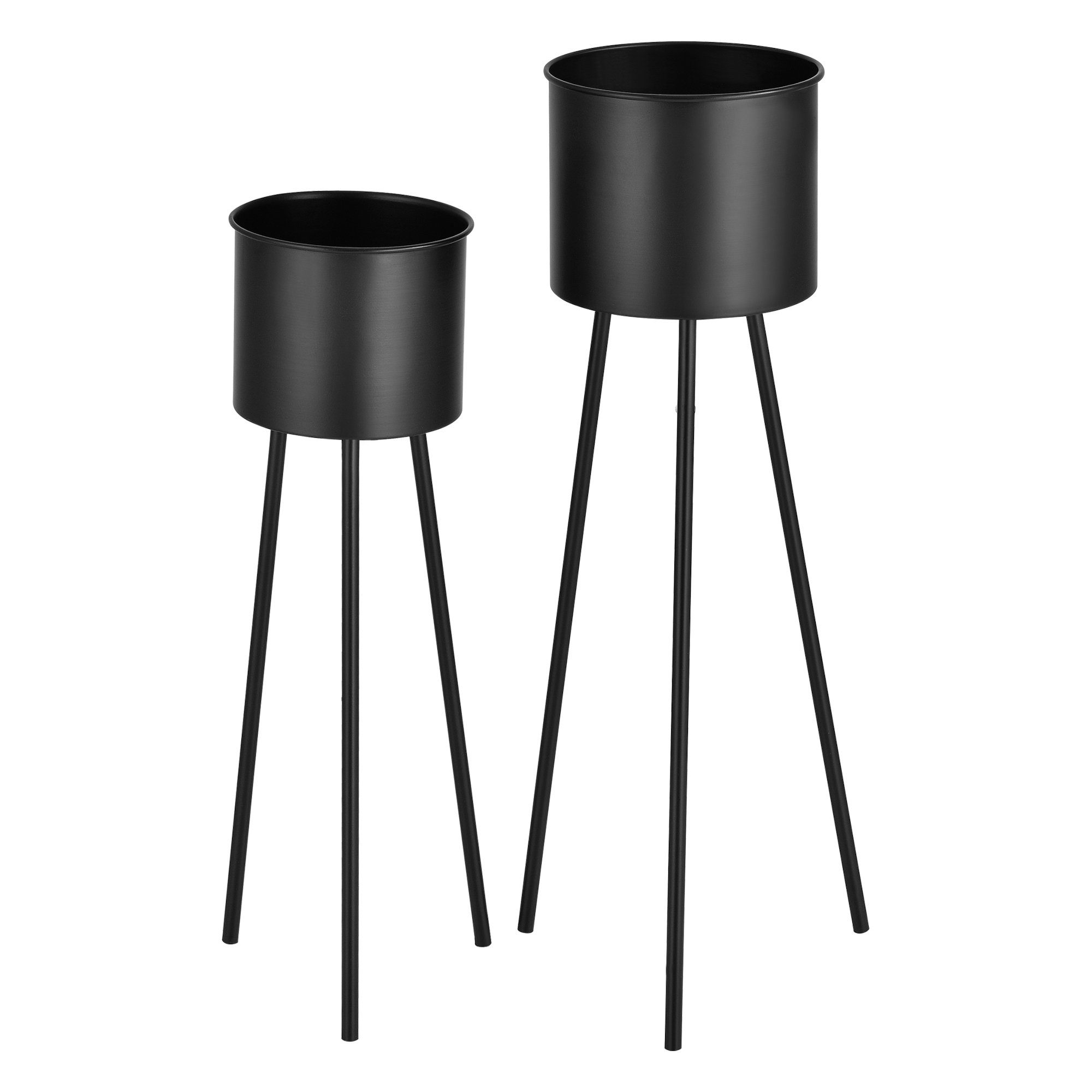 en.casa Blumenständer (2 St), Dalhem Blumenkübel 2er Set, Metall, schwarz