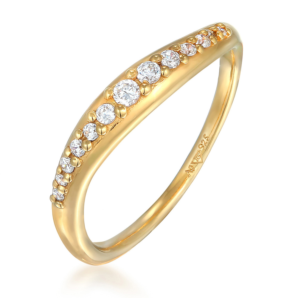 Elli Elli Bague Femmes Piles Courbes Élégant avec cristaux de zirconium en argent ster Bague