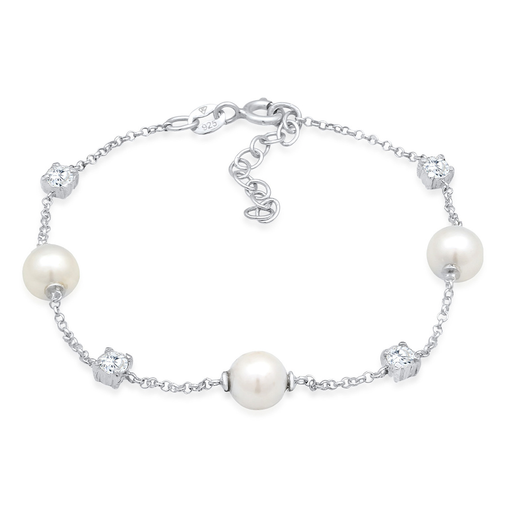 Nenalina Nenalina Bracelet Femme perles classiques tendance avec cristaux zirconium en arg Bracelet