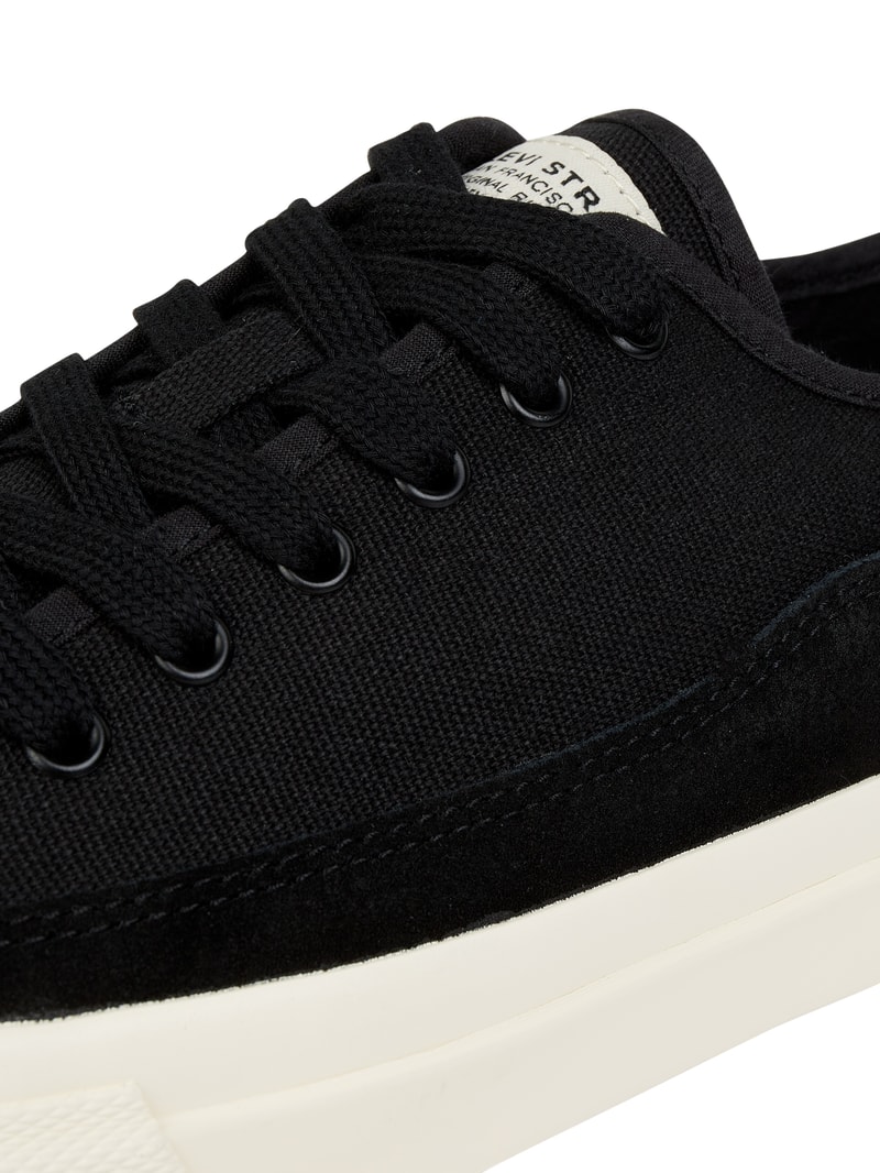 Sneaker aus Canvas und Leder  in schwarz