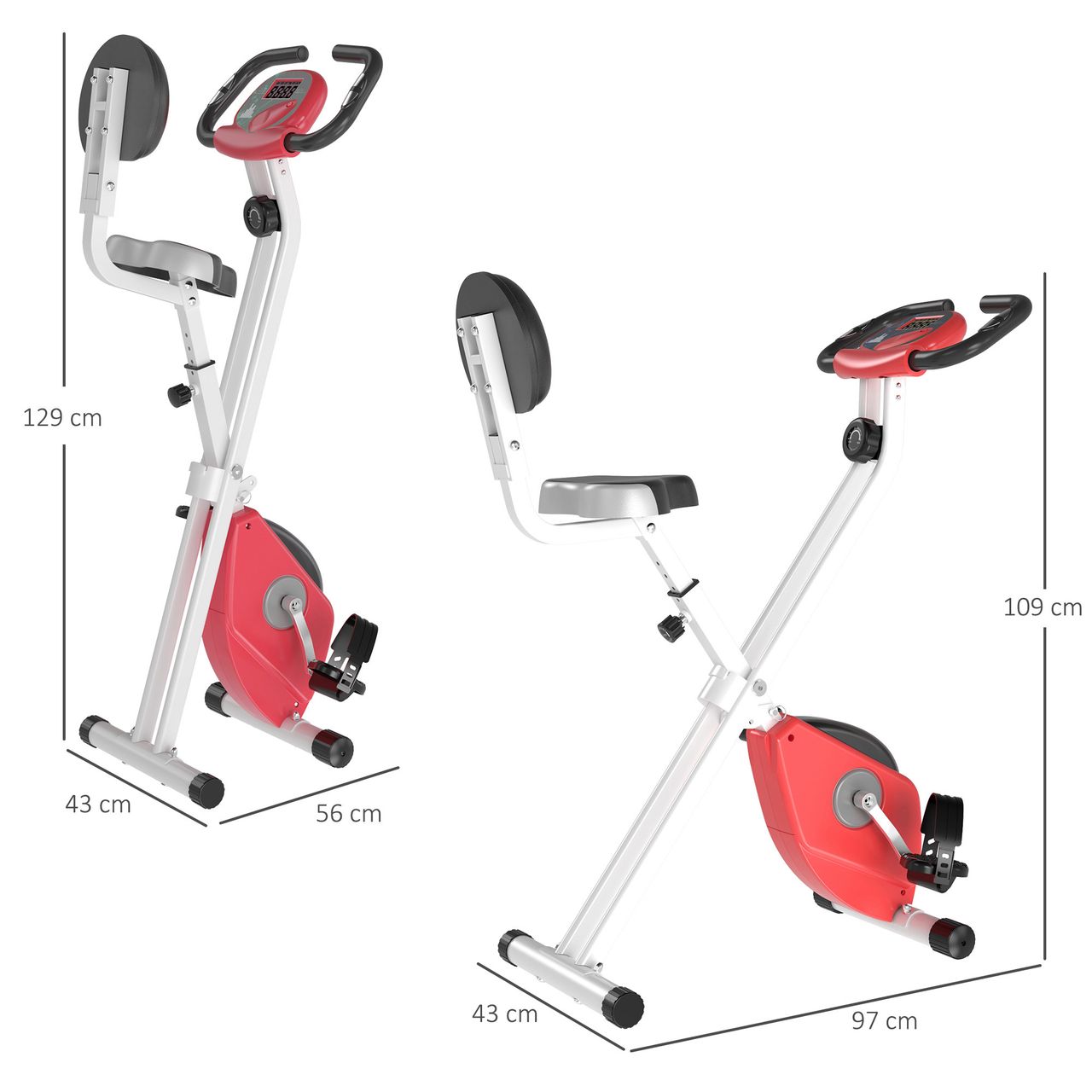HOMCOM Heimtrainer F-Bike Fahrradtrainer mit 8 stufig Magnetwiderstand Rot