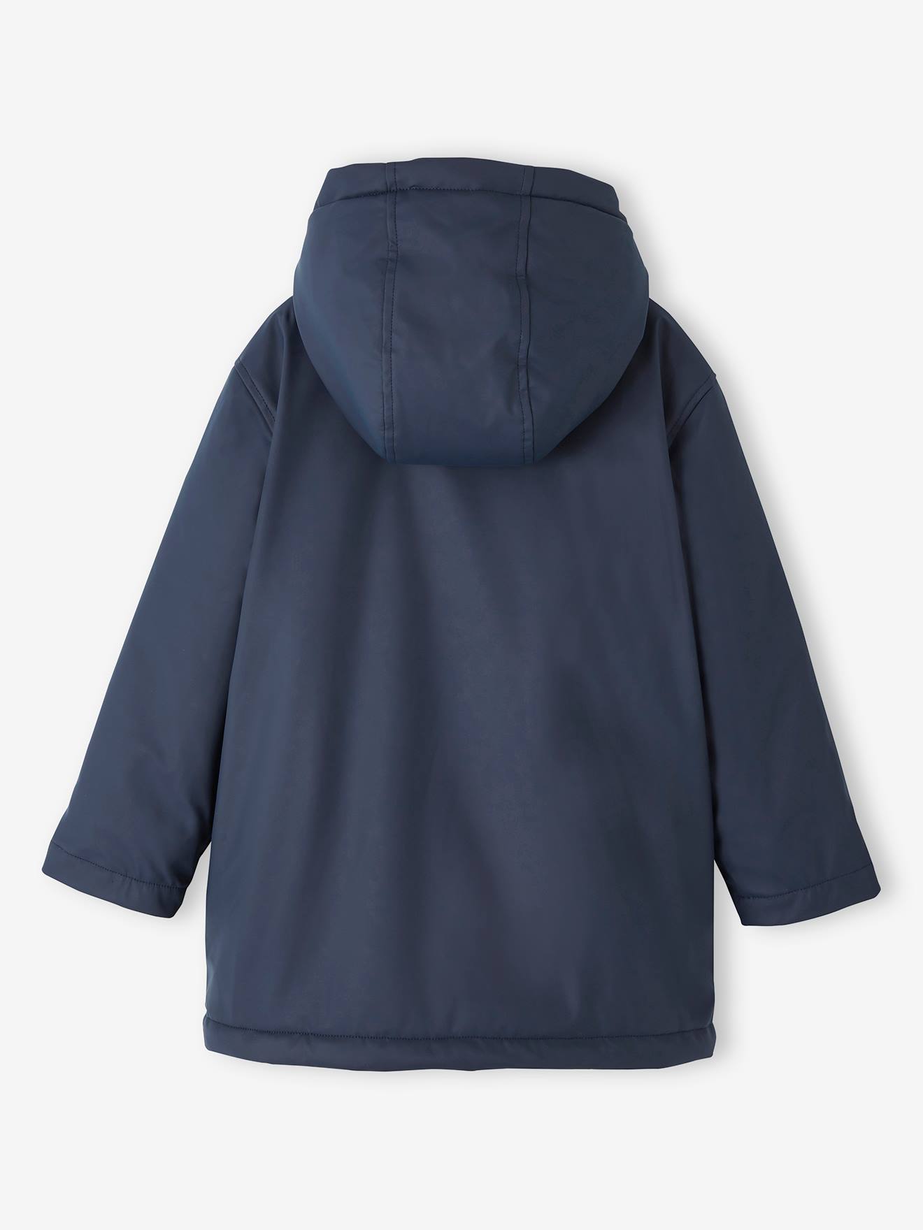 Vertbaudet Jungen Regenjacke mit Kapuze & Teddyfleece-Futter - nachtblau
