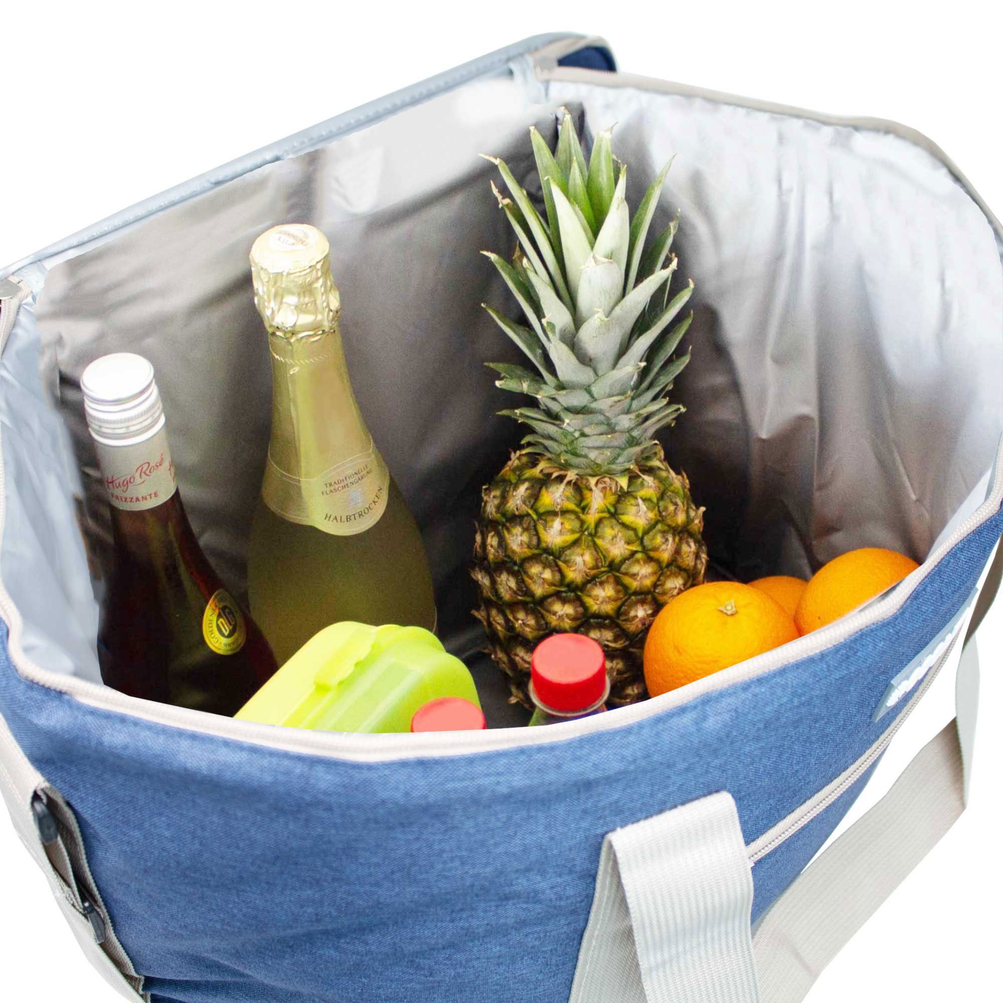 ToCi Kühltasche 36 Liter große Kühltasche Kühlbox Thermotasche Camping Navy-Blau