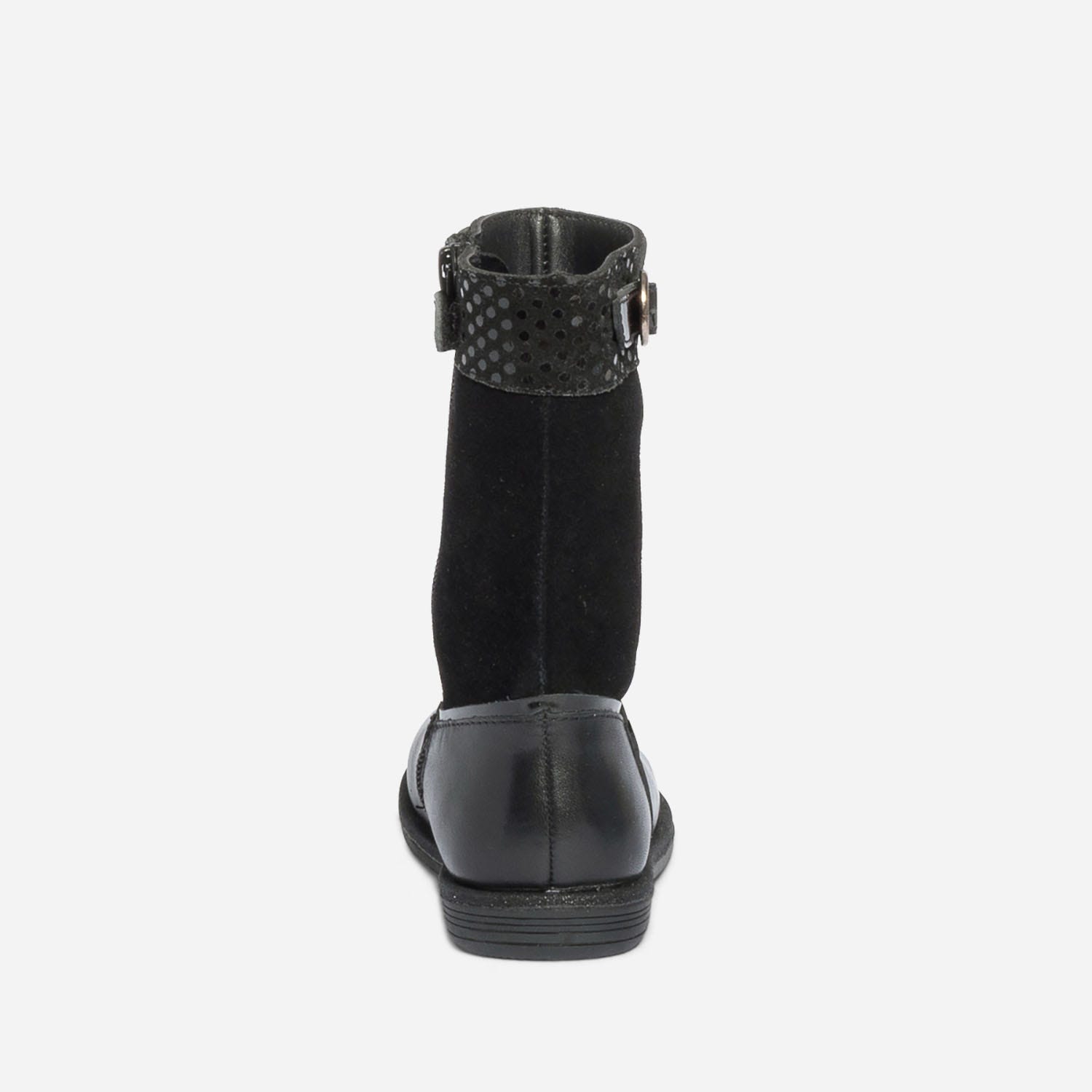 Botte noire bi matière à boucle vernie