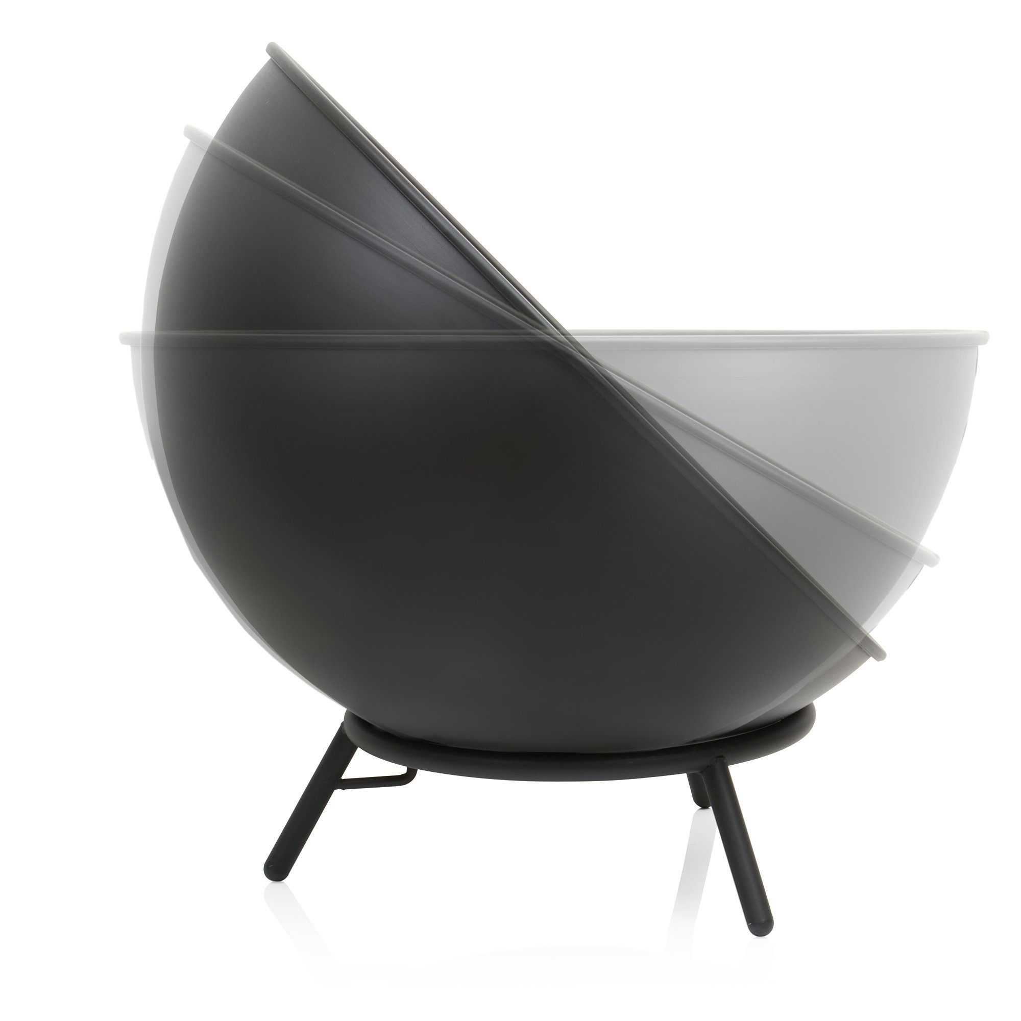 BBQ-Toro Feuerschale Ø 60cm, Schwarz, Kippbare Outdoor Feuerstelle mit drei Beinen, 2in1
