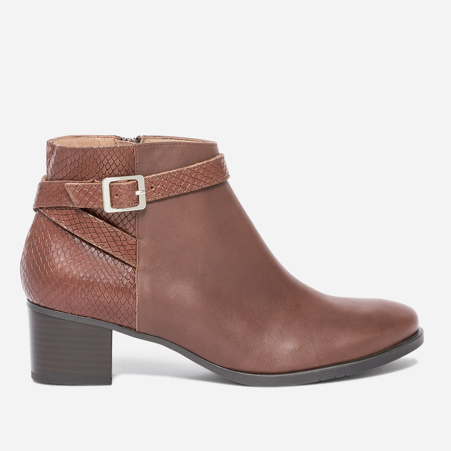 Boots à talon ERAM FLEX cognac cuir embossé