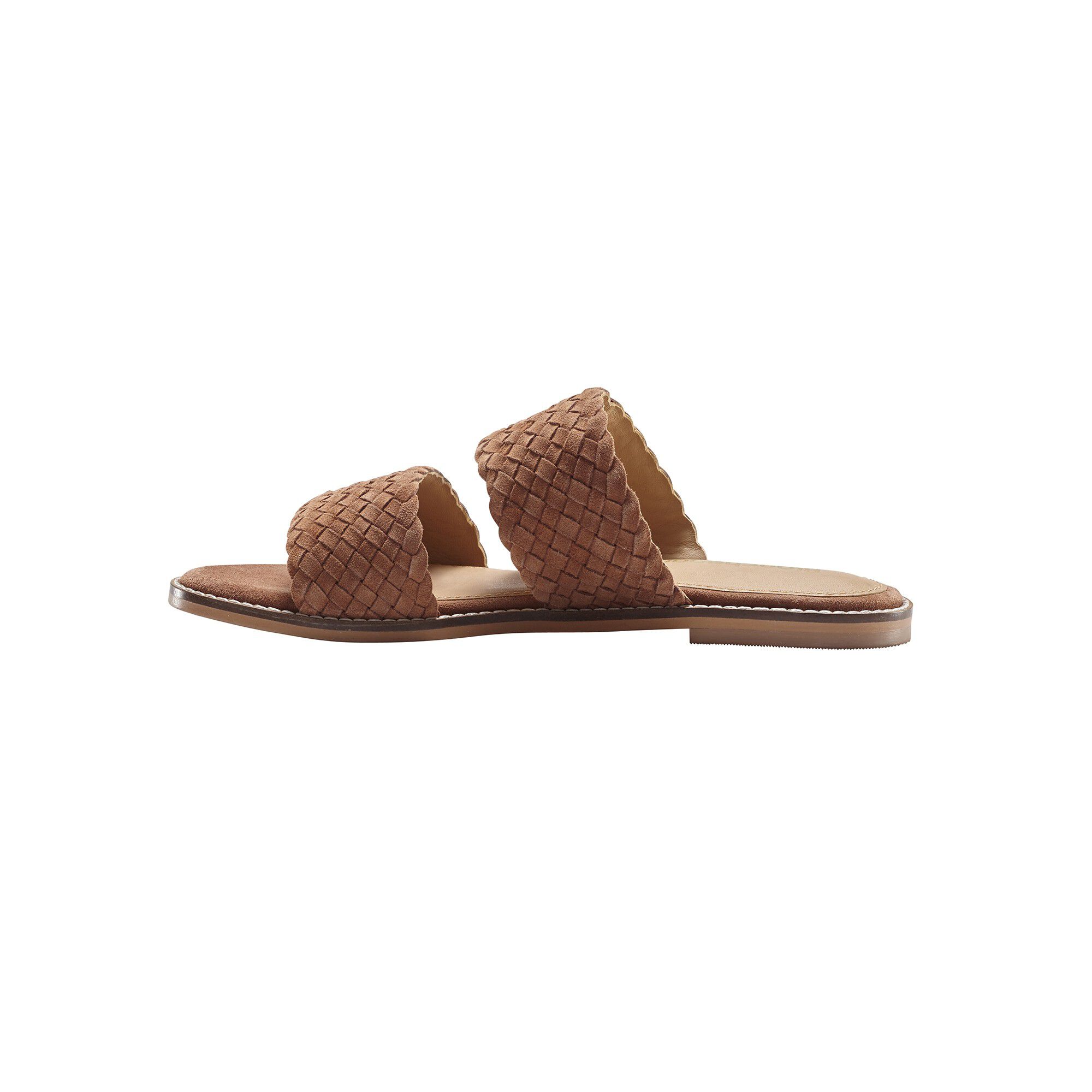 Mules plates en cuir tressé